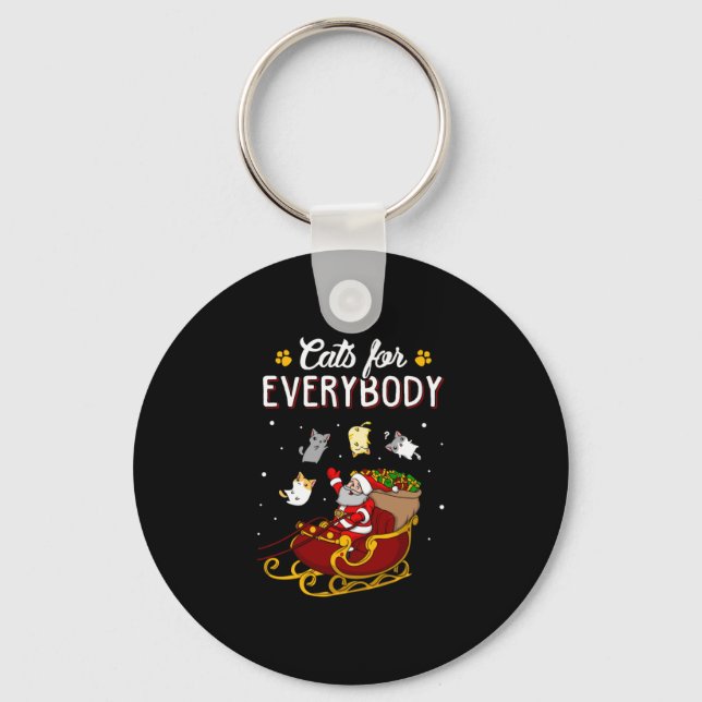 Cats For Everybody Funny Ugly Christmas Swea   Key Ring (Front)
