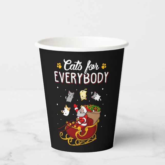 Cats For Everybody Funny Ugly Christmas Swea   Paper Cups (Front)