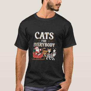 Cats for Everybody Santa Sleigh Christmas Cat Love T-Shirt
