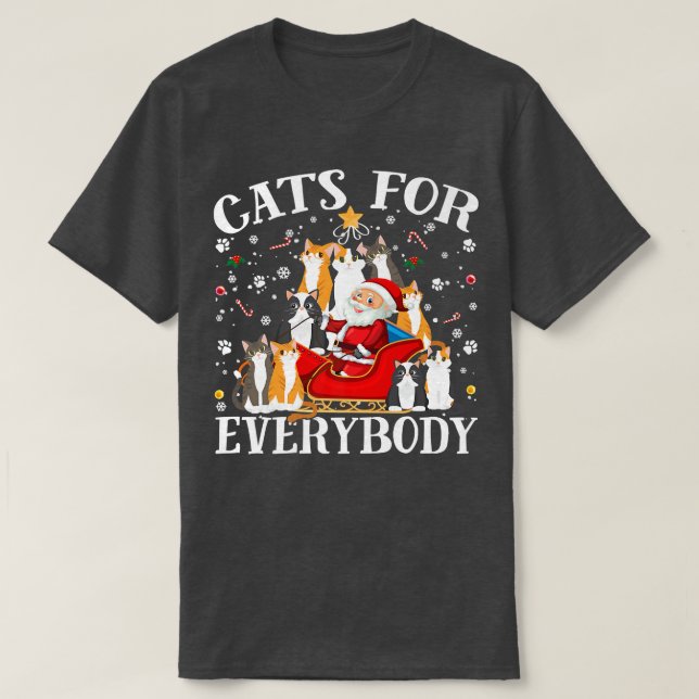 Cats For Everybody Ugly Christmas Cat  T-Shirt (Design Front)