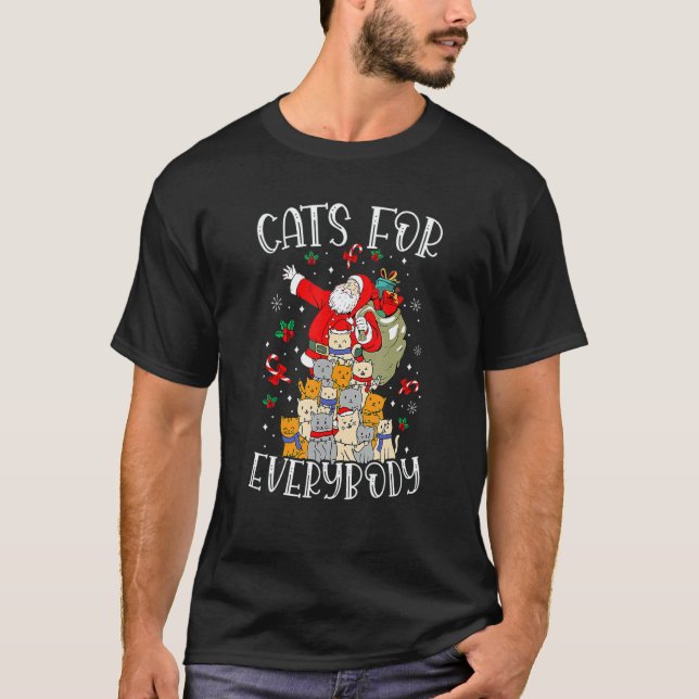 Cats For Everybody Ugly Christmas Cat  Xmas T-Shirt (Front)
