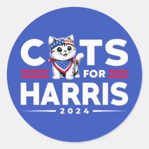 Cats for Harris 2024 election Classic Round Sticker