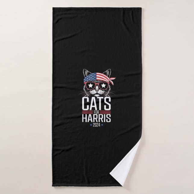 Cats for Harris 2024 - Kamala Harris for President Bath Towel (Bath Towel)