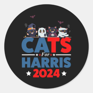 Cats For Harris 2024 - Kamala Harris Halloween Men Classic Round Sticker