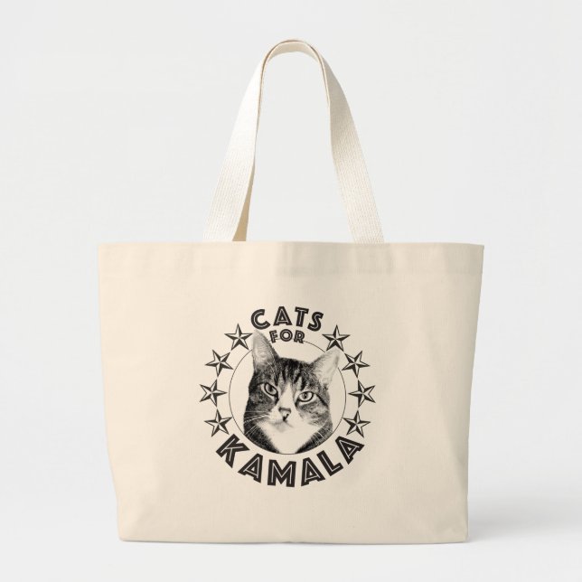 Cats for Kamala 2024 Large Tote Bag (Front)
