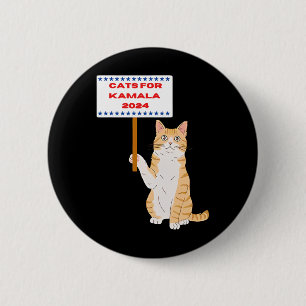 Cats For Kamala Harris Vote President 2024 Usa  6 Cm Round Badge