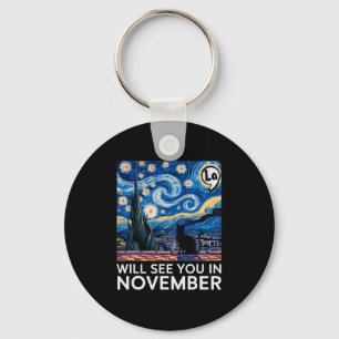 Cats For Kamala Starry Night Will See You In Novem Key Ring