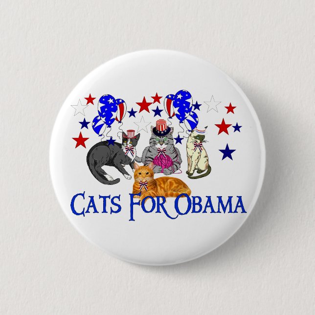 CATS FOR OBAMA 6 CM ROUND BADGE (Front)