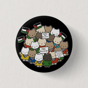 Cats for Palestine – Kawaii Cats for Justice 3 Cm Round Badge