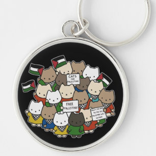 Cats for Palestine – Kawaii Cats for Justice Key Ring