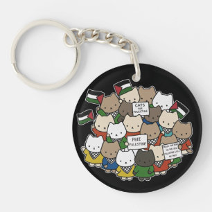 Cats for Palestine – Kawaii Cats for Justice Key Ring