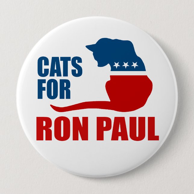 CATS FOR RON PAUL 10 CM ROUND BADGE (Front)