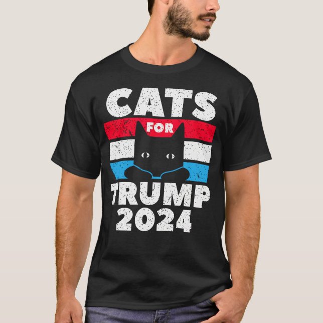 Cats For Trump 2024 Election T-Shirt (Front)