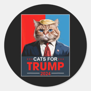 Cats For Trump 2024 Funny Vote For Trump Cats 2024 Classic Round Sticker