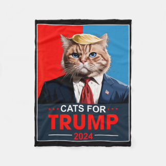 Cats For Trump 2024 Funny Vote For Trump Cats 2024 Fleece Blanket