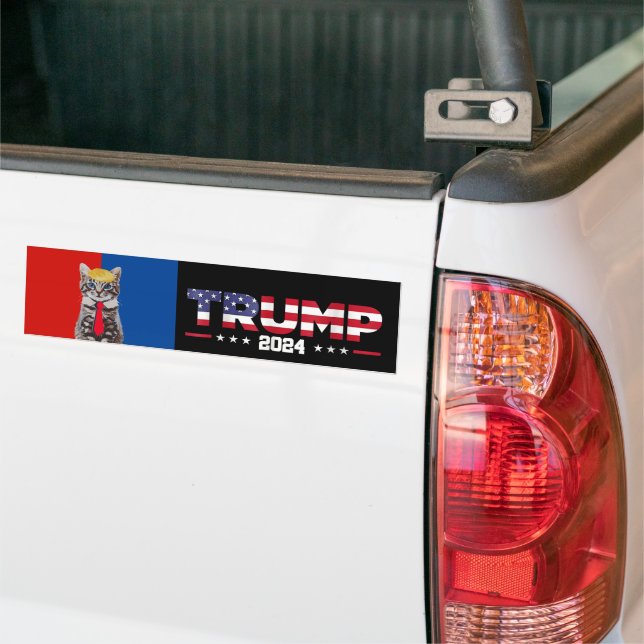 Cats For Trump 2024 | Vance Trump Red Blue Bumper Sticker (On Truck)