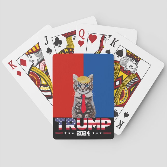 Cats For Trump 2024 | Vance Trump Red Blue Playing Cards (Back)