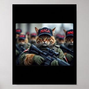 Cats For Trump Mega Army American Flag Patriotic V Poster