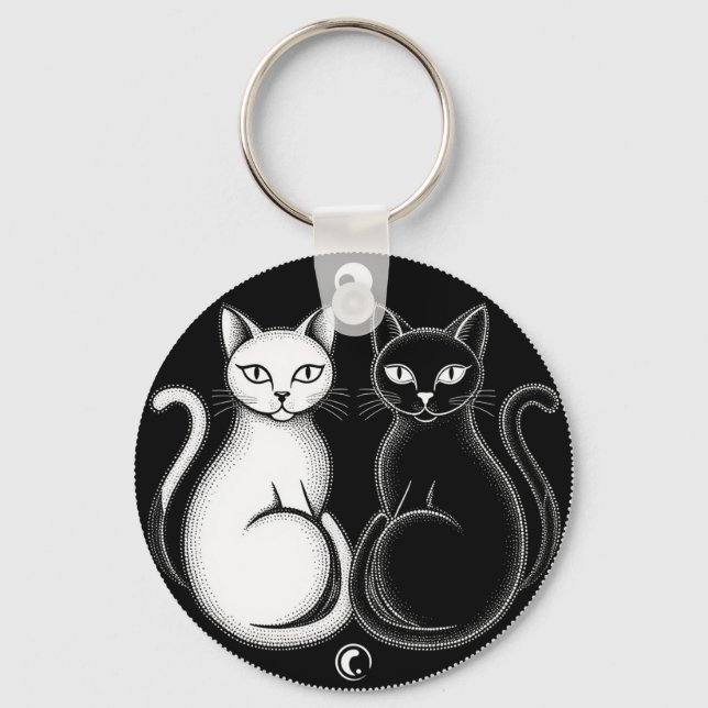 Cats Forming a Ying-Yang Inspired Composition Key Ring (Front)