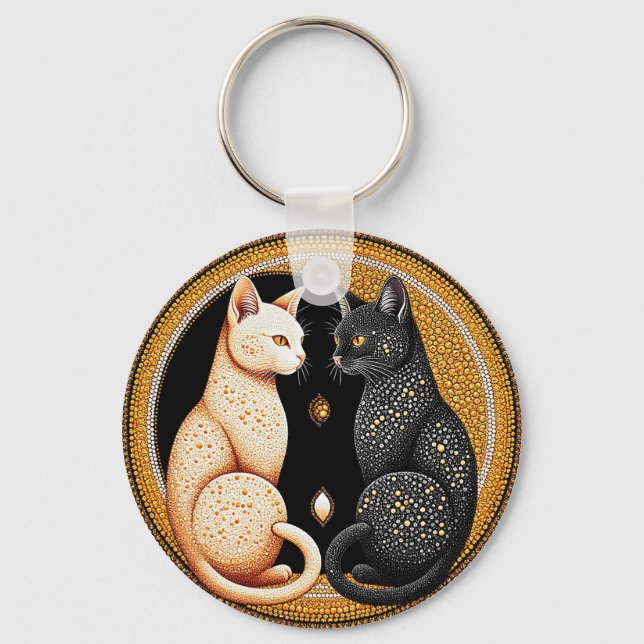 Cats Forming a Ying-Yang Inspired Composition Key Ring (Front)