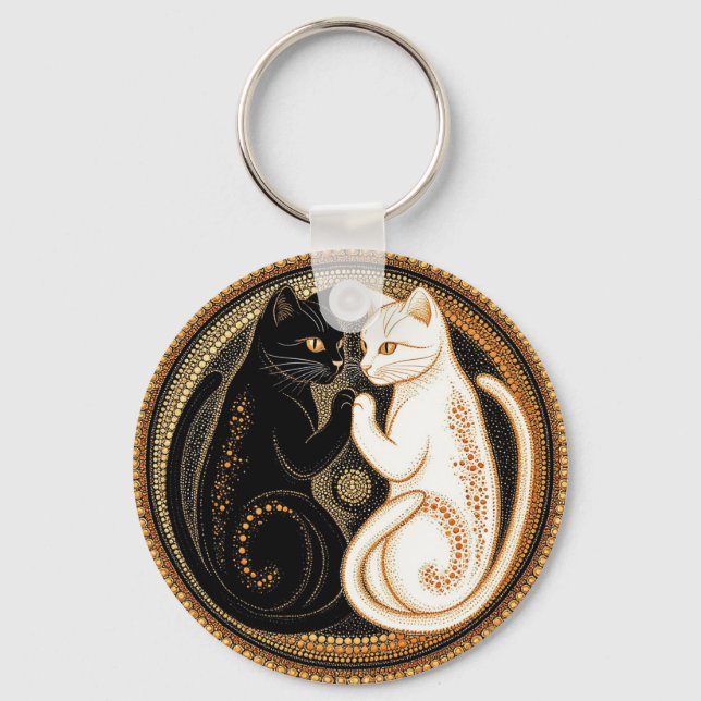 Cats Forming a Ying-Yang Inspired Composition Key Ring (Front)