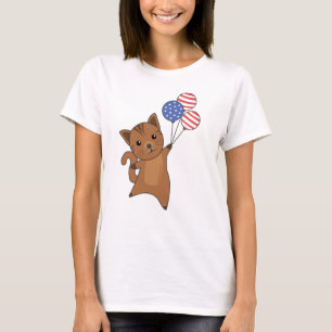 Cats Funny Cat 4th Of July American Flag T-Shirt