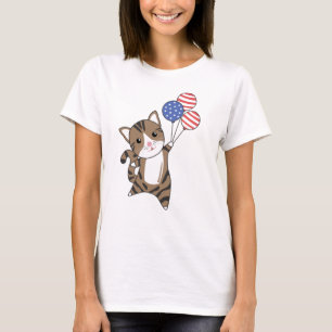 Cats Funny Cat 4th Of July American Flag T-Shirt