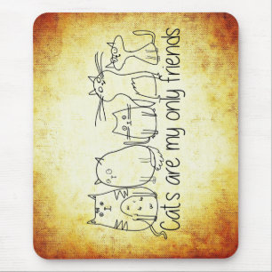 cats funny friends cartoon white brown mouse pad