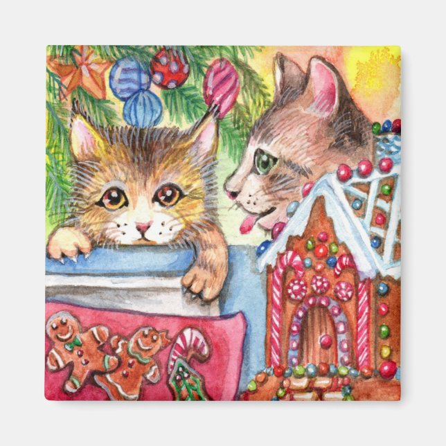 Cats & Gingerbread Cookies Magnet (Front)