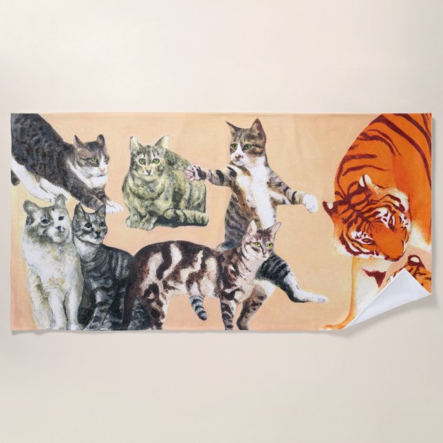 Cats Going to the Beach Beach Towel (Front)