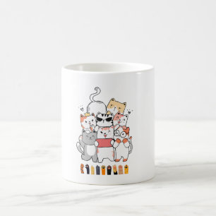 cats group design coffee mug