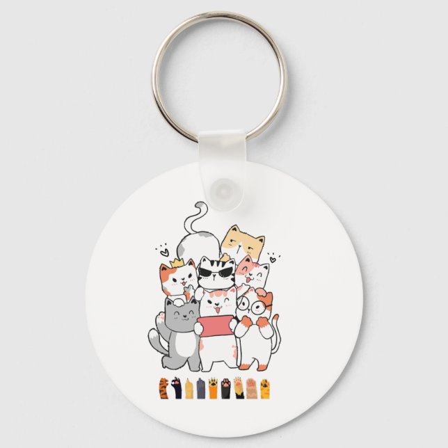 cats group design  key ring (Front)