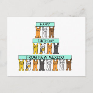Cats Happy Birthday from New Mexico Postcard