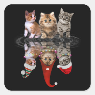 cats happy christmas funny disguise cute square sticker