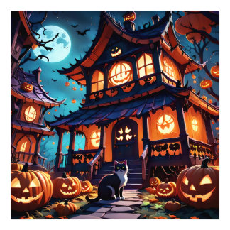 Cats Haunted Fun House Photo Print