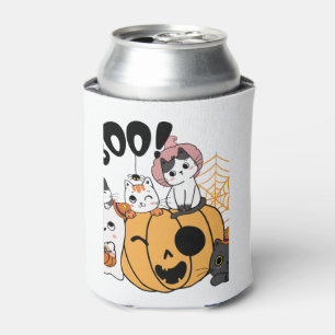 Cats Having Fun On Halloween Sticker Can Cooler