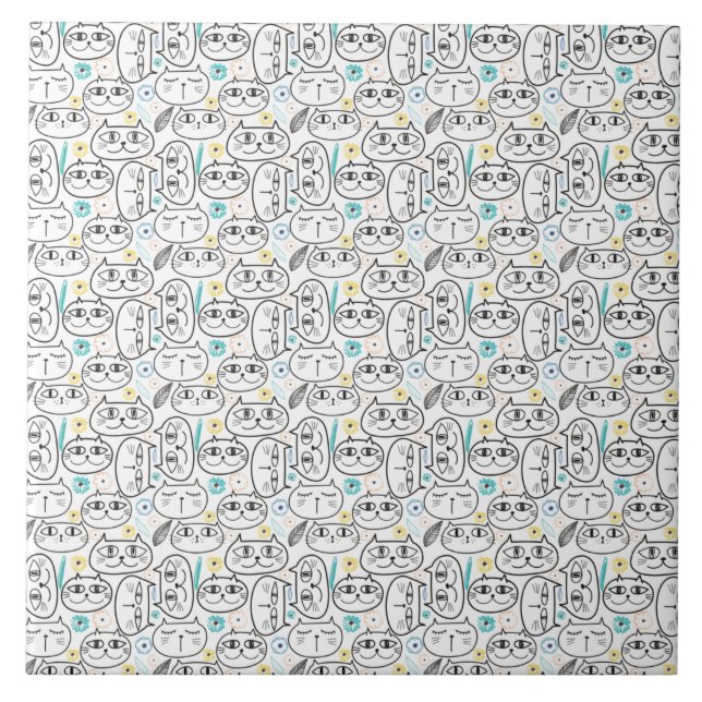 Cats head pattern Ceramic Tile (Front)
