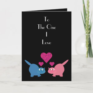 Cats & hearts To the One I Love greeting card