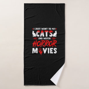 Cats & Horror Movies Bath Towel