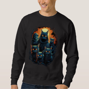 Cats Horror Scary Moon Halloween for Cat Kitty Sweatshirt