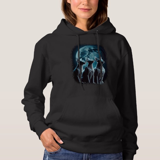Cats Howling At The Moon  Hairless Sphynx Cat Hoodie (Front)