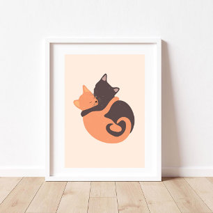 Cats Hugging Poster