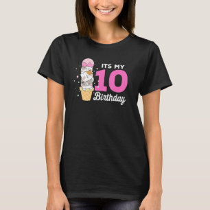 Cats Ice Cream Its My 10th Bday Party 10 Year Old T-Shirt