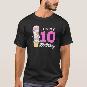 Cats  Ice Cream My 10th Birthday Party 10 Years Ol T-Shirt