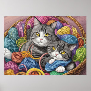 Cats in a Basket Poster
