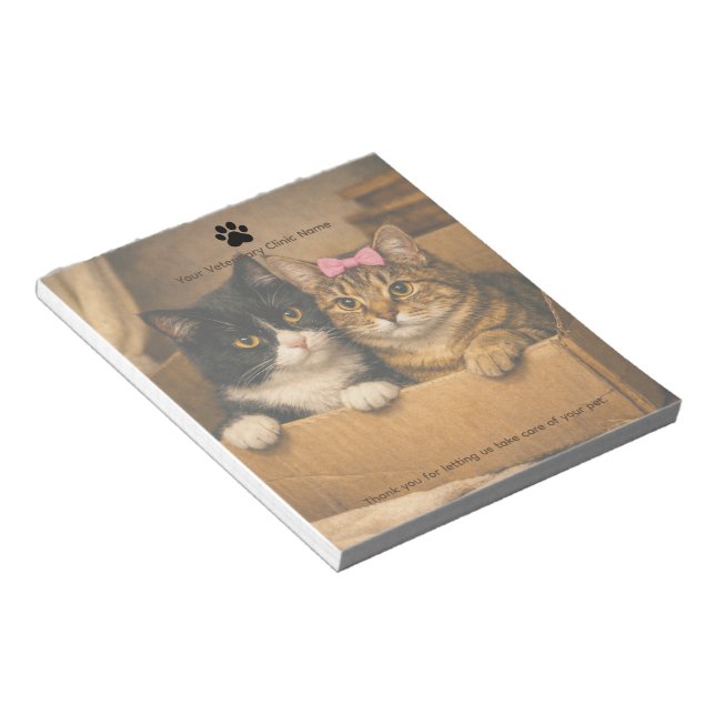 Cats in a Box Custom Veterinary Clinic Notepad (Angled)