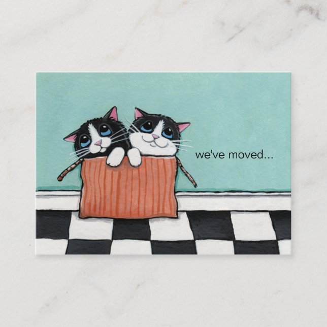Cats in a Packing Box | We've Moved Announcement (Front)