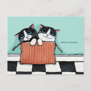 Cats in a Packing Box   We've Moved Announcement Postcard