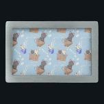 Cats in box and milk drops on blue belt buckle<br><div class="desc">Cats in cups and boxes and milk drops on a blue background</div>