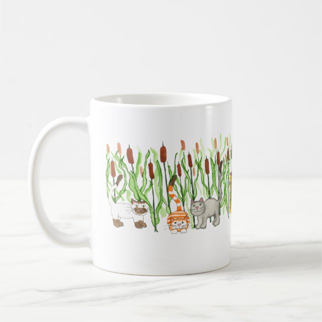 Cats in CatTails Coffee Mug (Left)